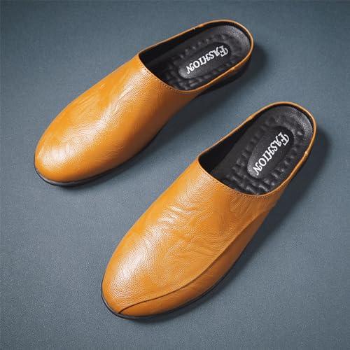 【並行輸入品】LETCLOCOM Men's Patchwork Leather Slip On Backless Loafers Comfoの画像