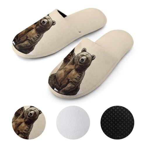 【並行輸入品】GTABVECT Funny Brown Bear Men's Slipper Non Slip Comfortable Win_4