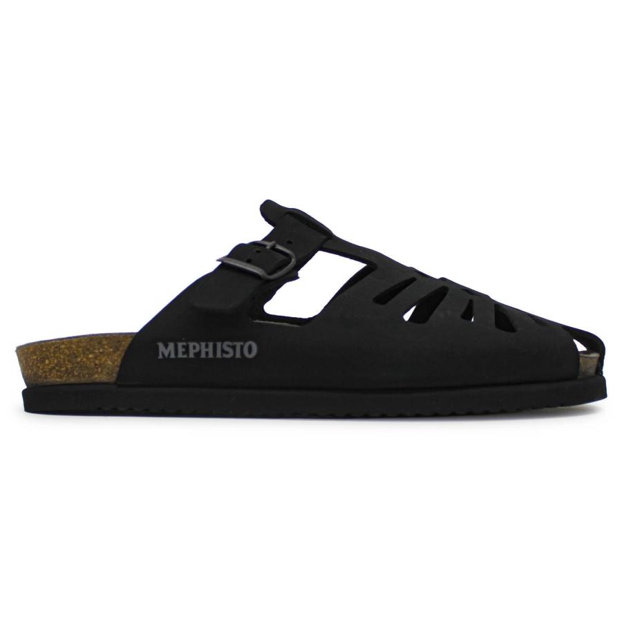 並行輸入品】Mephisto Mens Nikos Full Grain Leather Black Sandals