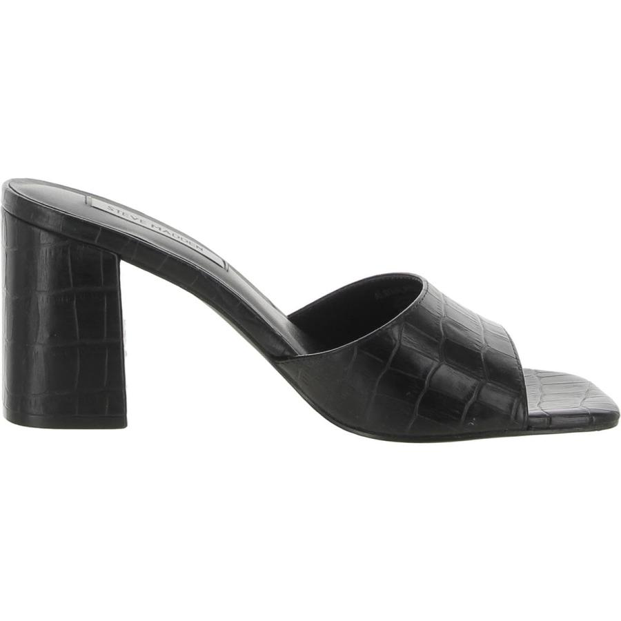 【並行輸入品】Steve Madden Womens Alaya Leather Metallic Slide Sandals Black 5の画像
