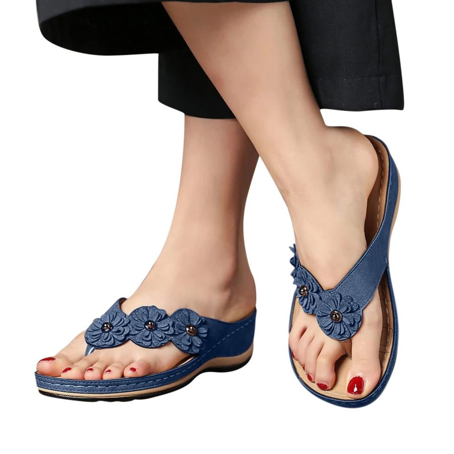 【並行輸入品】Wide Ortho Sandals for Women with Arch Support Gold Wedges Sandaの画像