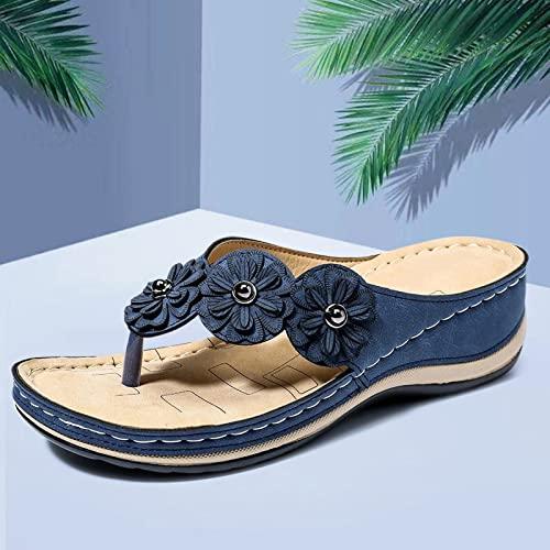 【並行輸入品】Wide Ortho Sandals for Women with Arch Support Gold Wedges Sandaの画像