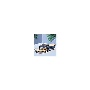 【並行輸入品】Wide Ortho Sandals for Women with Arch Support Gold Wedges Sandaの画像