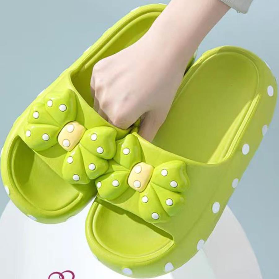 【並行輸入品】Bow Preppy Slippers Cute Home Bathroom Slippers Indoor Slippersの画像