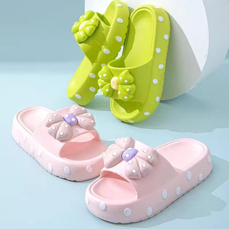 【並行輸入品】Bow Preppy Slippers Cute Home Bathroom Slippers Indoor Slippersの画像
