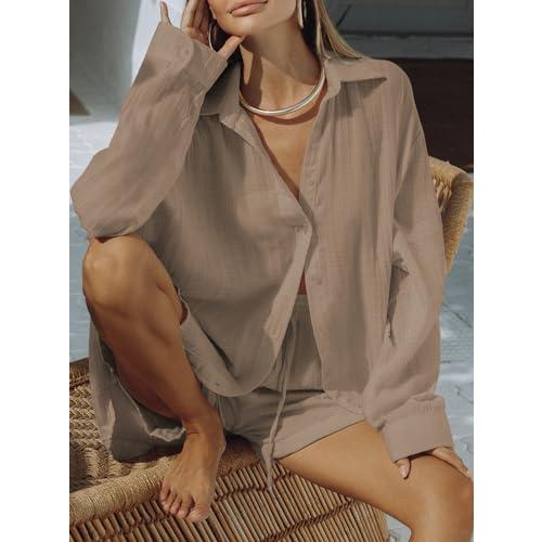 【並行輸入品】Women 2 Piece Casual Tracksuit Outfit Sets Long Sleeve Shirt And