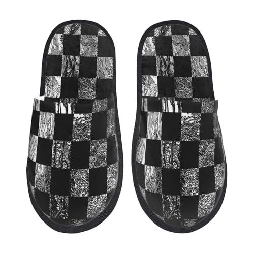 【並行輸入品】ZDFOZD Plaid Slippers for Men Women Warm Cozy Checkered Slip on_1