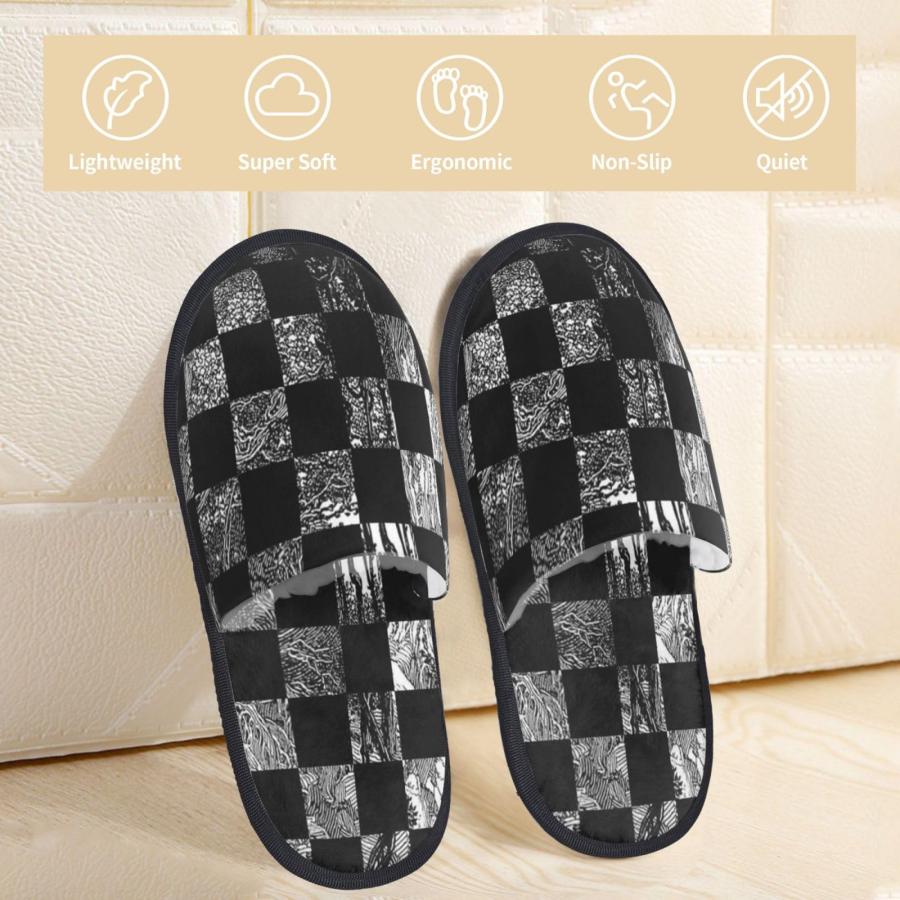 【並行輸入品】ZDFOZD Plaid Slippers for Men Women Warm Cozy Checkered Slip on_3