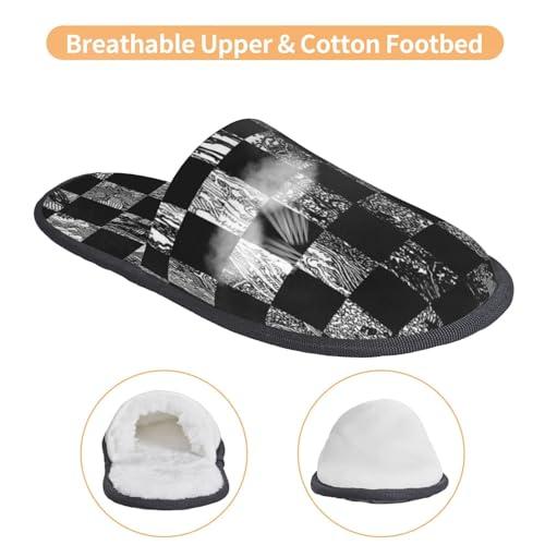 【並行輸入品】ZDFOZD Plaid Slippers for Men Women Warm Cozy Checkered Slip on_7