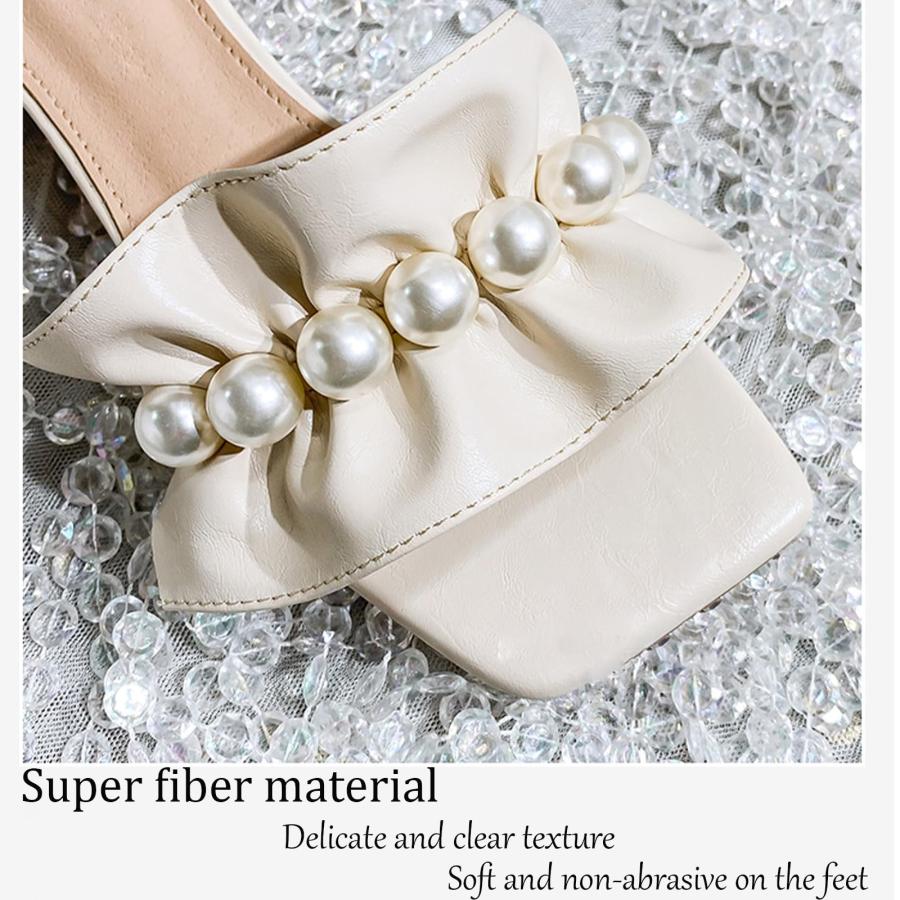 【並行輸入品】Galonfulty Women's Pearl Strap Low Heel Sandals Summer Fashion Sの画像