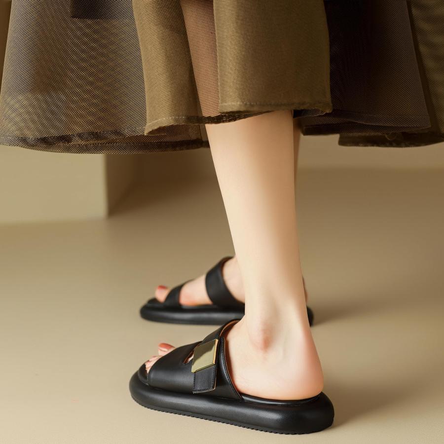 【並行輸入品】LIXGVHRO Women's Flatform Slide Sandals Slip On Two Bands Open Tの画像