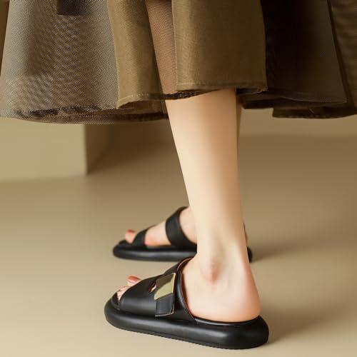 【並行輸入品】LIXGVHRO Women's Flatform Slide Sandals Slip On Two Bands Open Tの画像