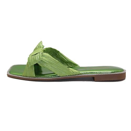 【並行輸入品】ZUYIYIA Women's Bow Square Open Toe Flats Slippers Sandals,Summeの画像