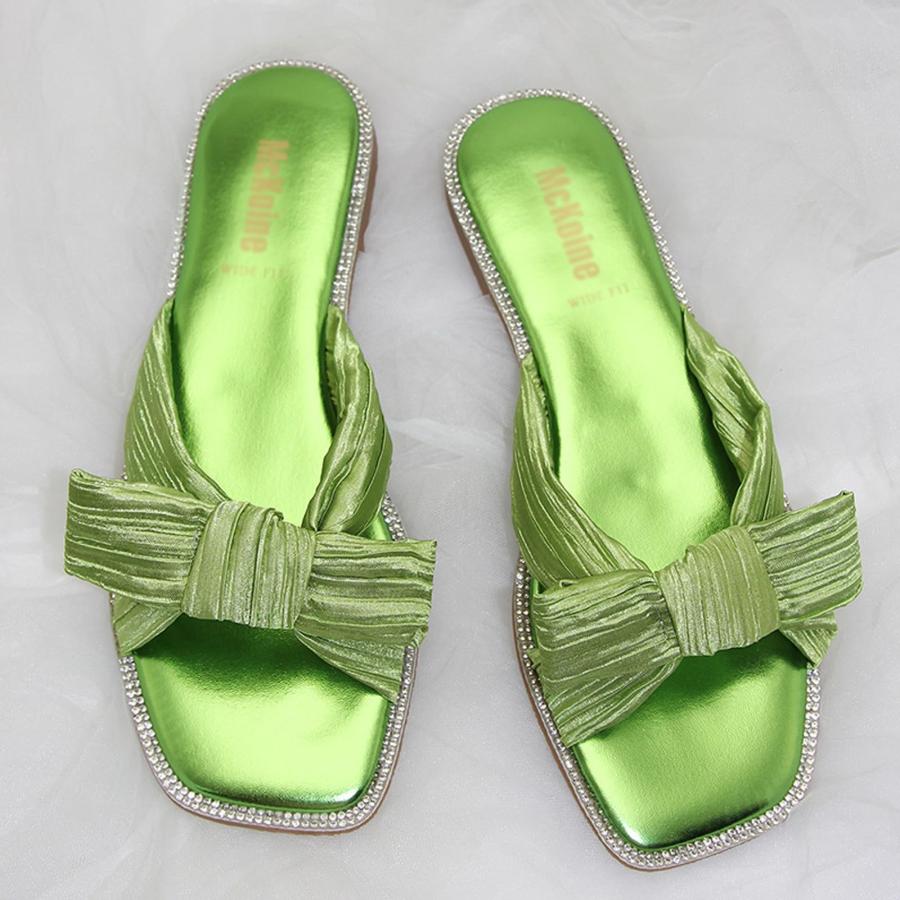 【並行輸入品】ZUYIYIA Women's Bow Square Open Toe Flats Slippers Sandals,Summeの画像