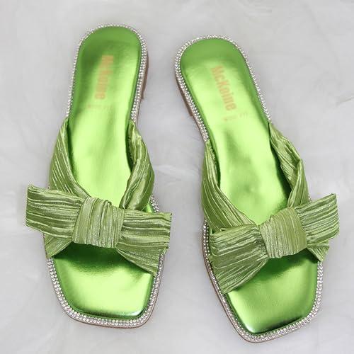 【並行輸入品】ZUYIYIA Women's Bow Square Open Toe Flats Slippers Sandals,Summeの画像