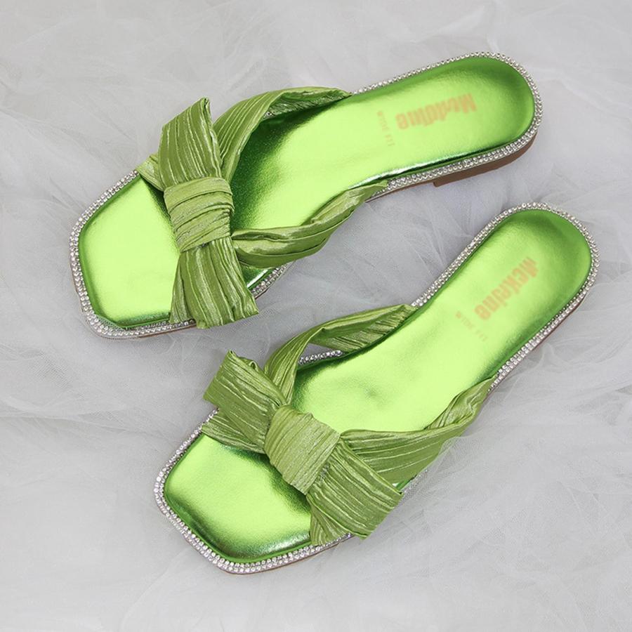 【並行輸入品】ZUYIYIA Women's Bow Square Open Toe Flats Slippers Sandals,Summeの画像