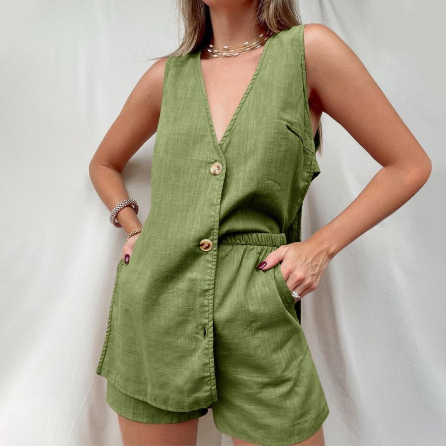 【並行輸入品】Warehouse Deals Today Summer 2 Piece Sets for Women Linen Vests