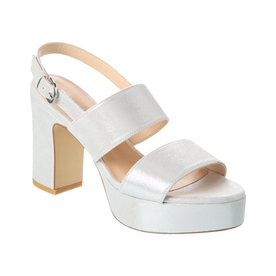 【並行輸入品】Stuart Weitzman Ono Suede Platform Sandal, 10, Silverの画像