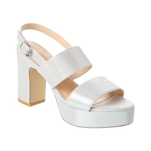 【並行輸入品】Stuart Weitzman Ono Suede Platform Sandal, 10, Silverの画像