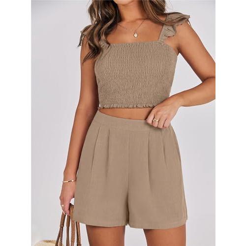【並行輸入品】FQFGGYD Women's 2 Piece Suit Pleated Sleeveless Ruffle Slim fit_7