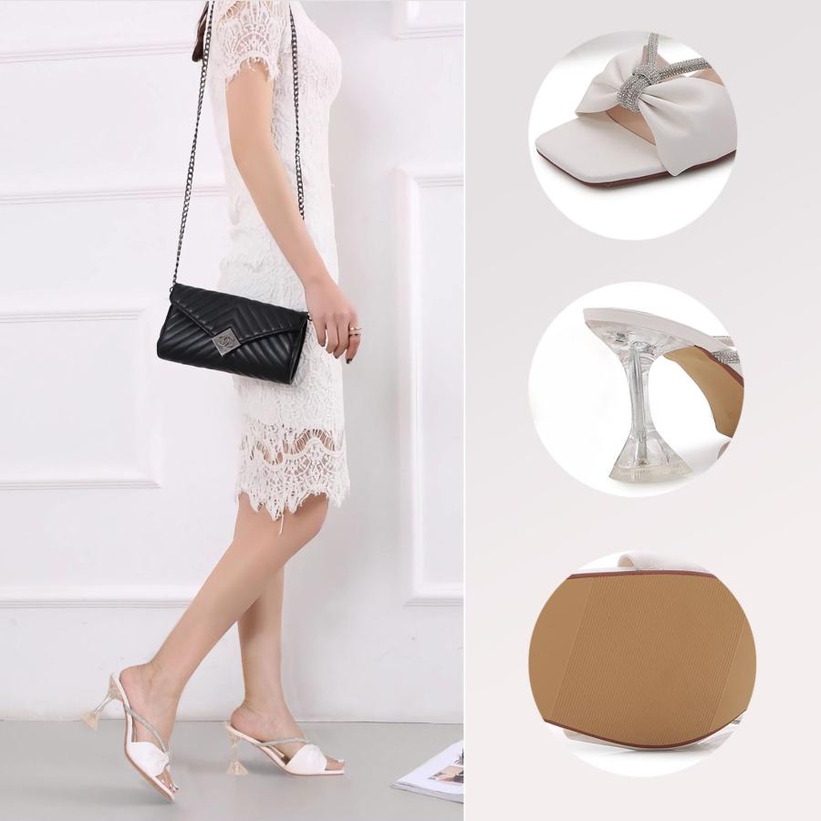 【並行輸入品】Ellipin Womens Clear Heeled Sandals Square Open Toe Strappy Stilの画像