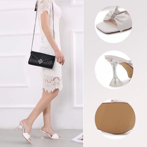 【並行輸入品】Ellipin Womens Clear Heeled Sandals Square Open Toe Strappy Stilの画像