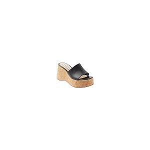 【並行輸入品】Steve Madden Womens Chippy Leather Slip On Wedge Sandals Black 6