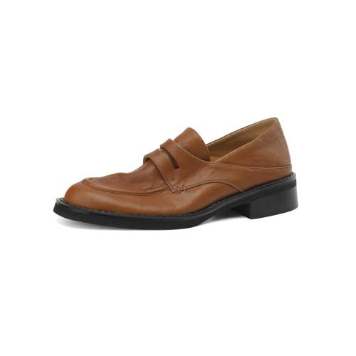 【並行輸入品】TinaCus Women's Genuine Leather Round Toe Classic Soft Chunky He_1