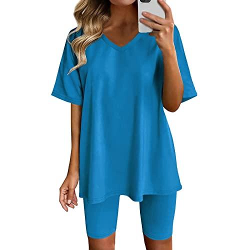 【並行輸入品】Lainuyoah 2 Piece Lounge Set Women Plus Size Short Sleeve V Neck_1