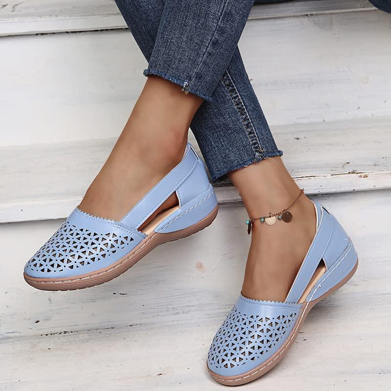 【並行輸入品】Baimiu Closed Toe Sandals Women Hollow Casual Flats Orthotic Wedの画像
