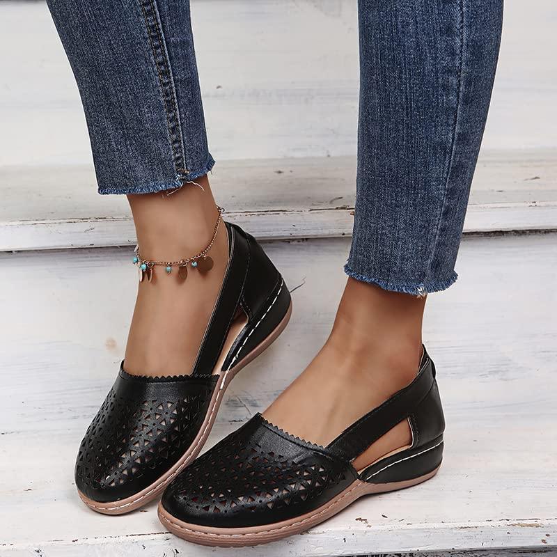 【並行輸入品】Baimiu Closed Toe Sandals Women Hollow Casual Flats Orthotic Wedの画像