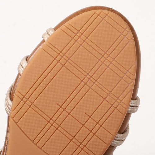 【並行輸入品】8QIDA Women's Slide Flat Sandals Plait Toe Thong Strappy Beach Rの画像
