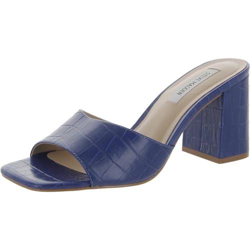 【並行輸入品】Steve Madden Womens Alaya Leather Metallic Slide Sandals Blue 5.の画像