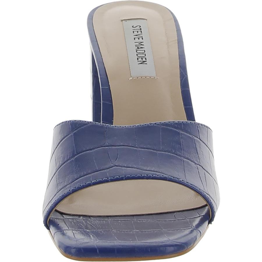 【並行輸入品】Steve Madden Womens Alaya Leather Metallic Slide Sandals Blue 5.の画像