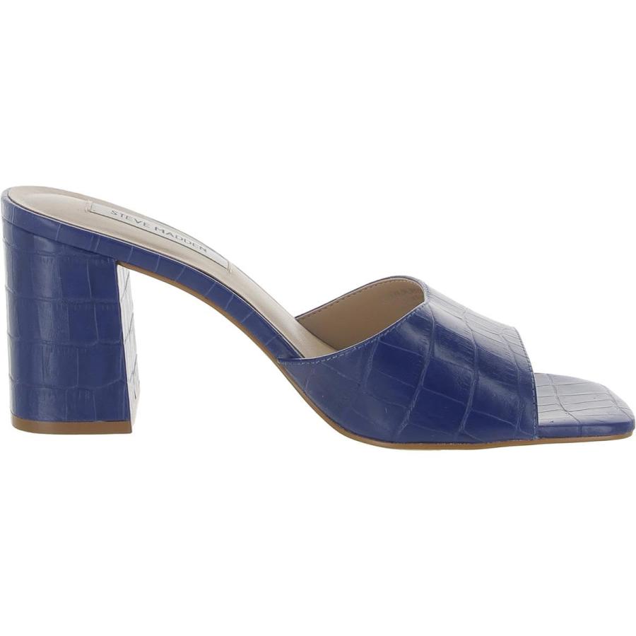 【並行輸入品】Steve Madden Womens Alaya Leather Metallic Slide Sandals Blue 5.の画像