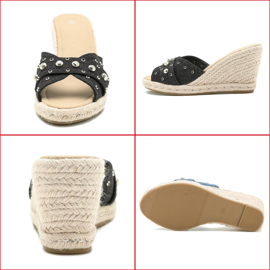 【並行輸入品】Zeberfi Women's Denim Espadrille Platform Wedge Sandals Fashionの画像