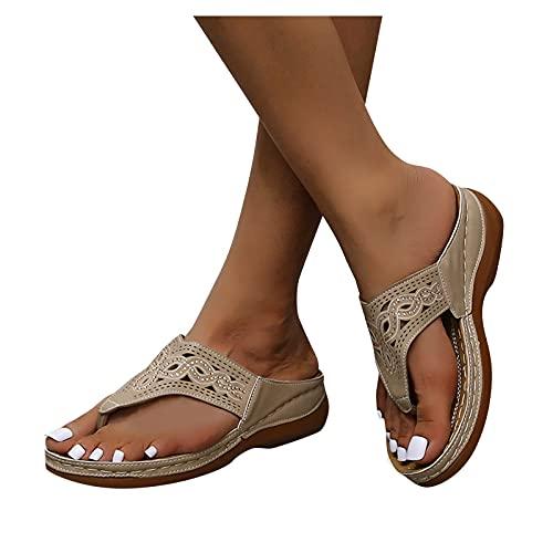 【並行輸入品】Generic Cutout Gladiator Slip On T Strap Thong Rhinestone Wedge_9