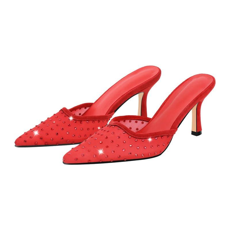 【並行輸入品】Slip On Slippers with Sequins Pointed Toe Slide Sandals Rhinesto_2