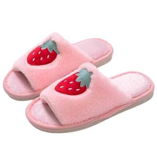 【並行輸入品】STPWCHTR かわいいストロベリースリッパ 女性用 屋内 ホーム プラッシュ コットンスリッパ チェリースリッパ 滑り止め オ_1