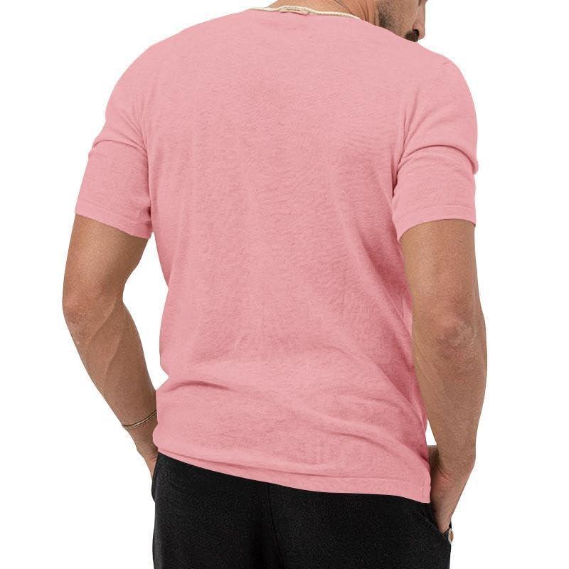 【並行輸入品】Men's Summer Breathable Solid T Shirts V Neck Moisture Wicking Q_6
