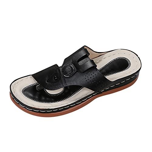 【並行輸入品】Shengsospp Women Flat Thong Sandals Slides Comfort Plantar Archの画像