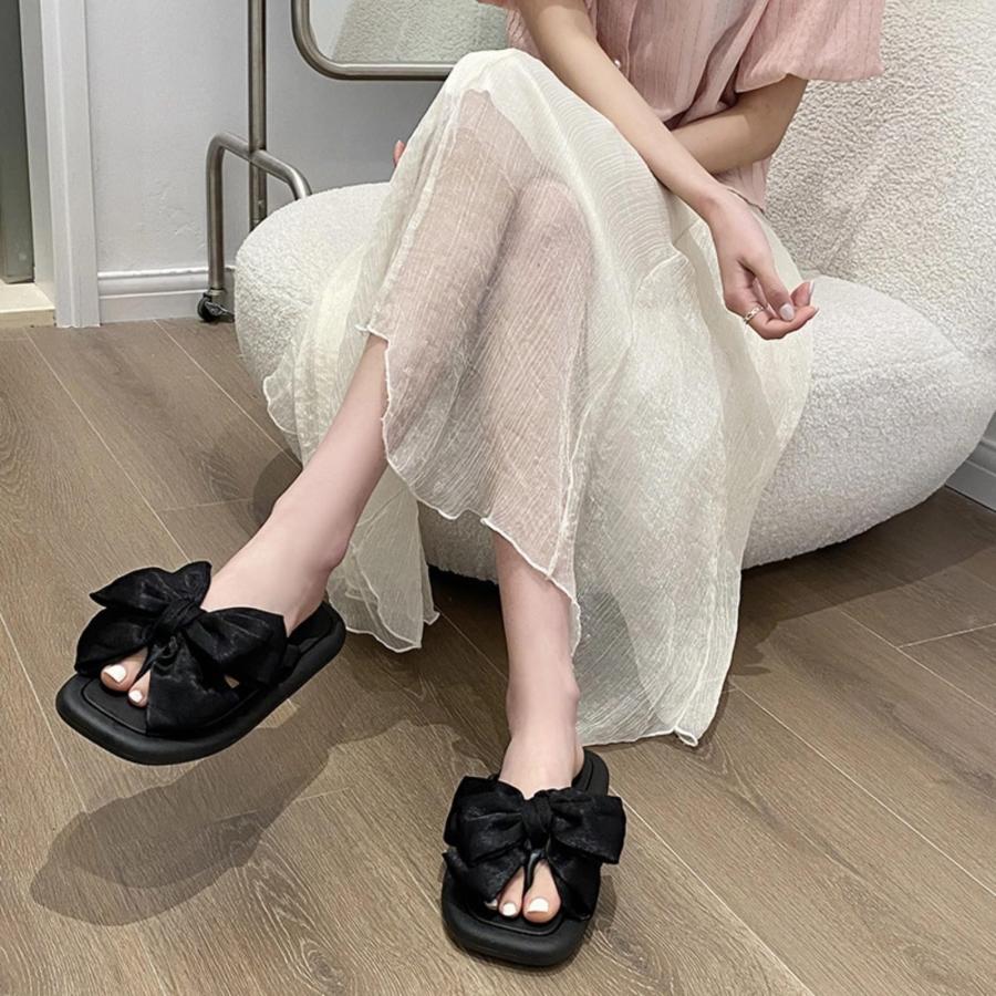 【並行輸入品】Bow Tie Flip Flops for Women Indoor Fashion Sandals Slides Summeの画像