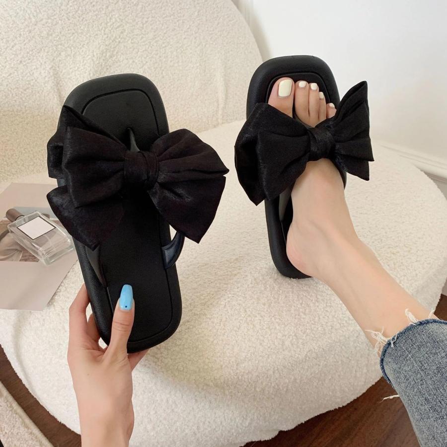 【並行輸入品】Bow Tie Flip Flops for Women Indoor Fashion Sandals Slides Summeの画像
