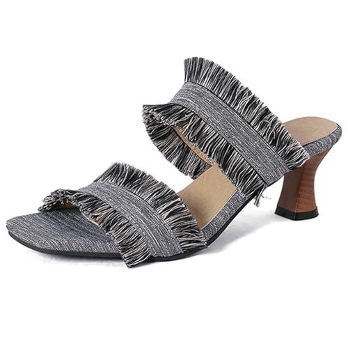 【並行輸入品】ErikenUrben Open Toe Mules for Women Kitten Heel Slides Sandalsの画像