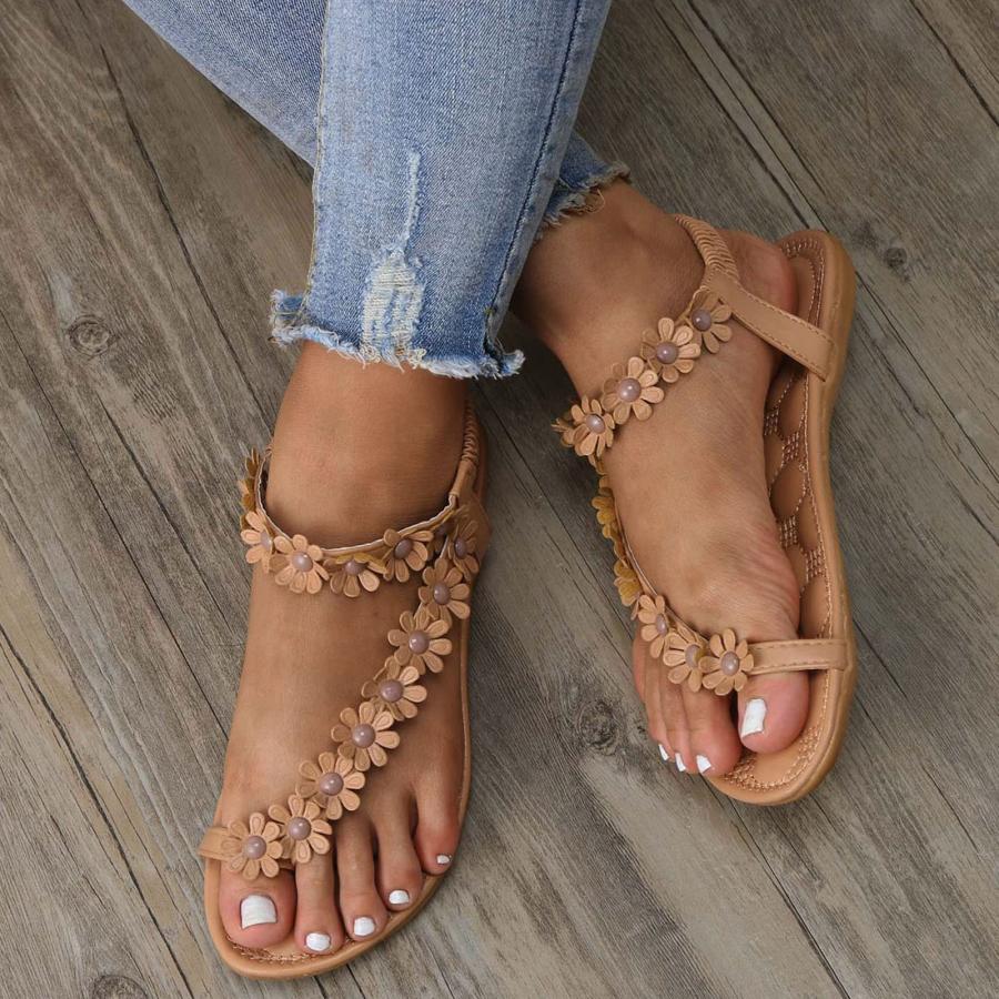 【並行輸入品】Women Sandals 39 Women Flat Floral Roma Flip Flops Boho Sandalsの画像