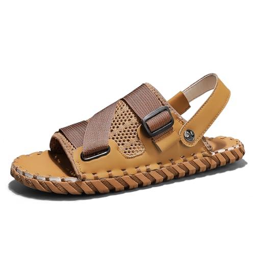 【並行輸入品】LVOMU Men's Mesh Hand Stitched Slides Sandals Comfortable Breathの画像