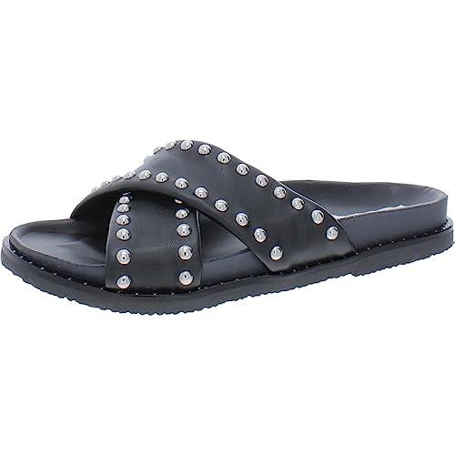 【並行輸入品】Steve Madden Womens Zahara Faux Leather Slide Sandals Black 10 Mの画像