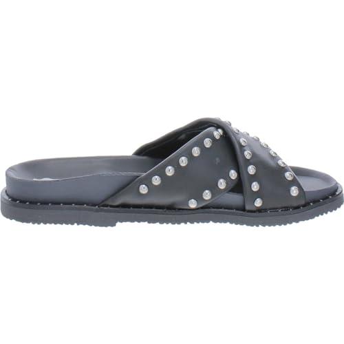 【並行輸入品】Steve Madden Womens Zahara Faux Leather Slide Sandals Black 10 Mの画像