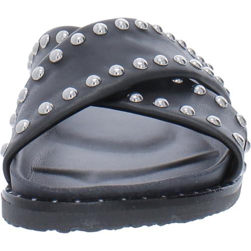 【並行輸入品】Steve Madden Womens Zahara Faux Leather Slide Sandals Black 10 Mの画像