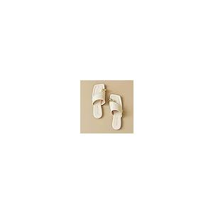 【並行輸入品】Lossarye Women's Square Open Toe Toe Ring Flat Sandals Slip On Lの画像